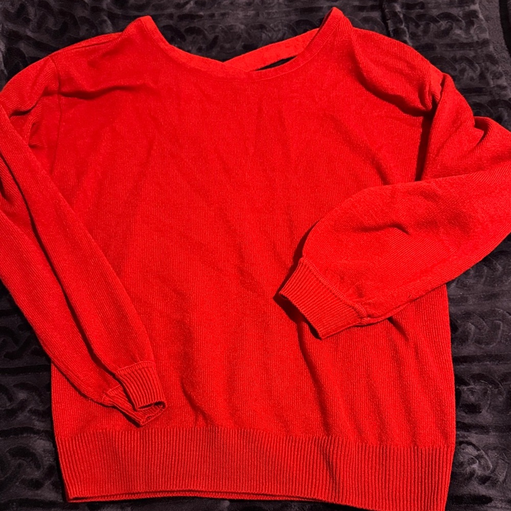 New York & Company Vibrant Red Crew Neck Sweater
